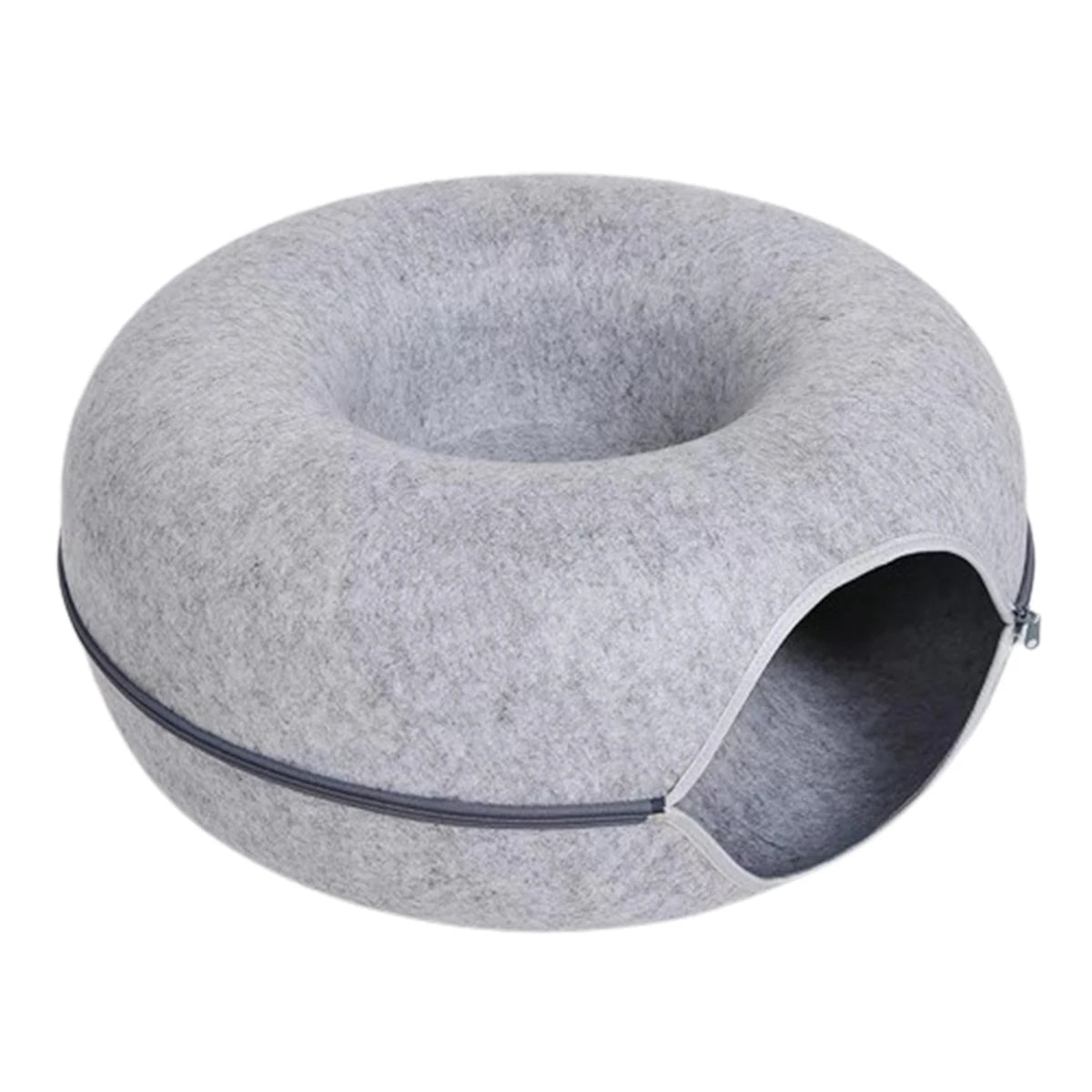 2-in-1 Felt Cat Tunnel Donut Bed