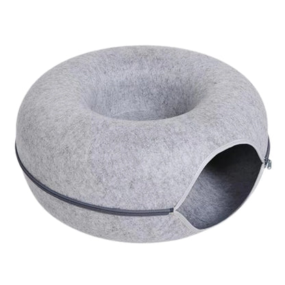 2-in-1 Felt Cat Tunnel Donut Bed