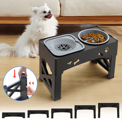 3-in-1 Adjustable Pet Feeder Double Bowls