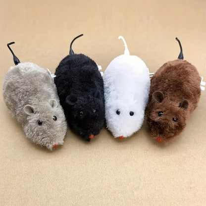 Interactive Wind-Up Plush Mouse Toy