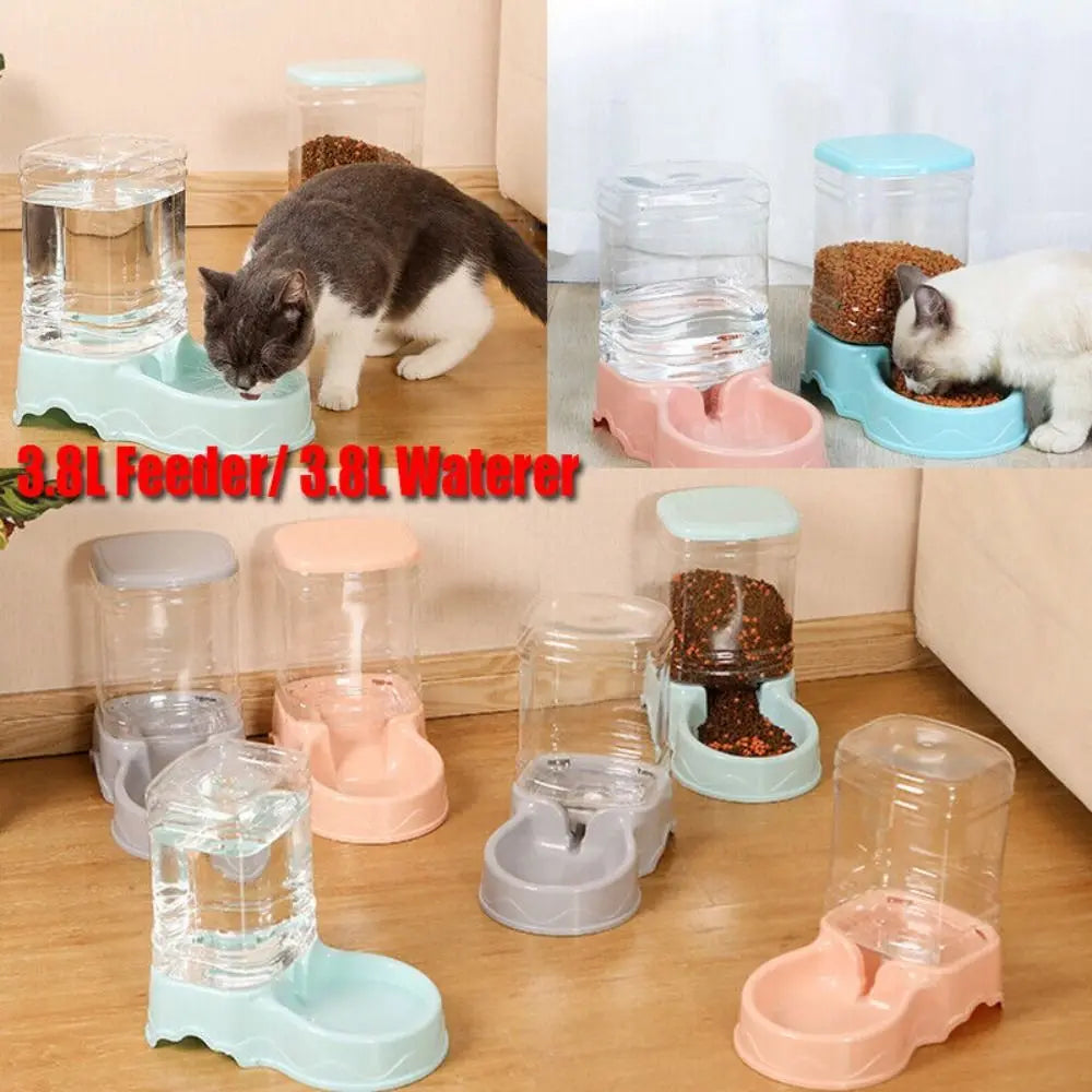 Automatic 3.8L Pet Feeder Water Fountain