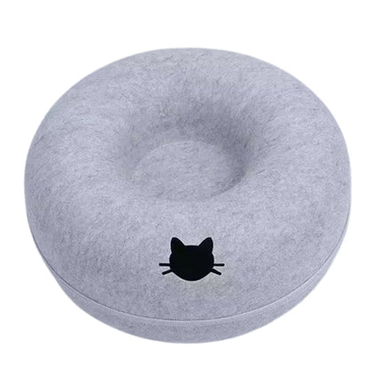 2-in-1 Felt Cat Tunnel Donut Bed