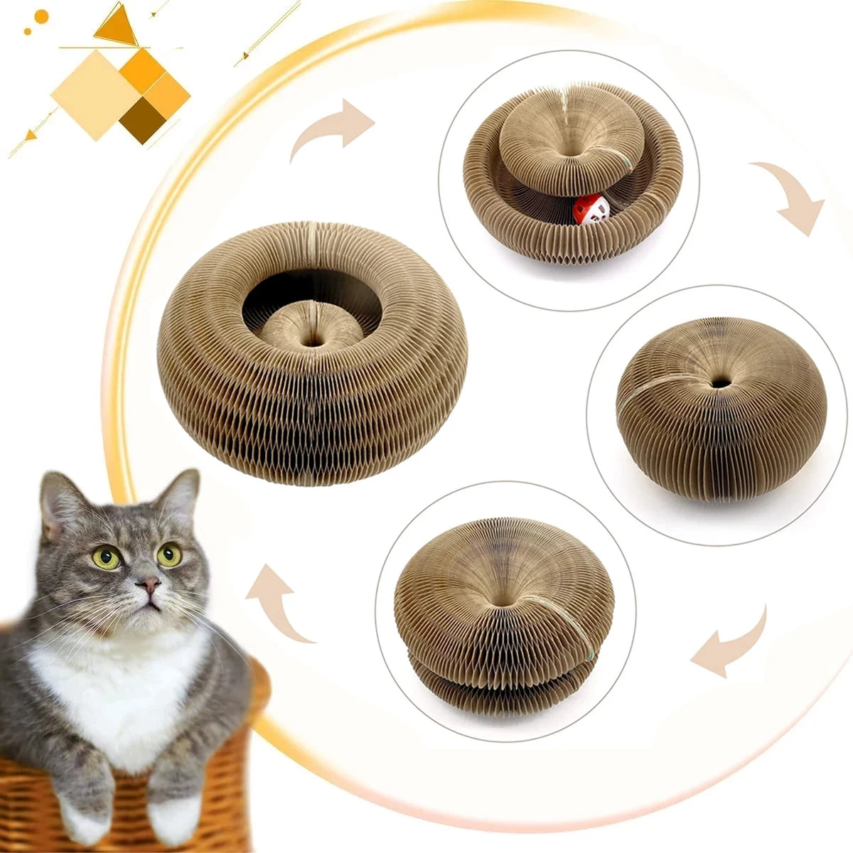 Magic Organ Scratcher Round Corrugated Cardboard Toy
