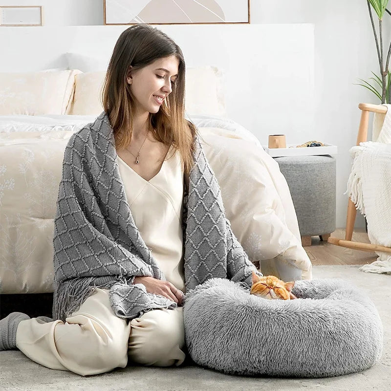 Soft Plush Round Cozy Bed