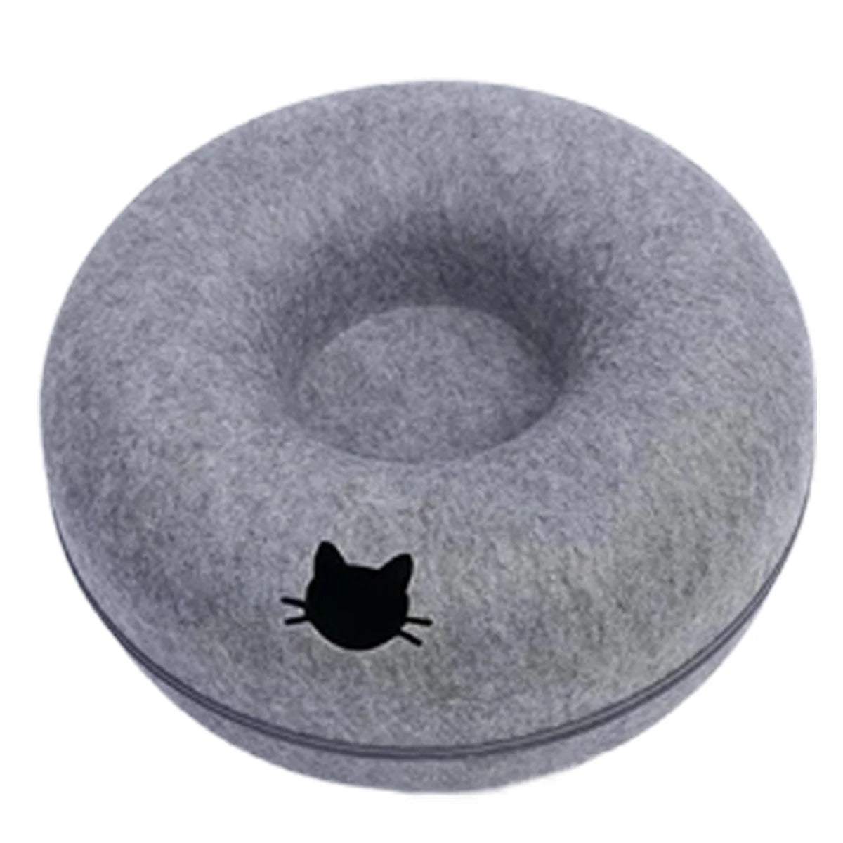 2-in-1 Felt Cat Tunnel Donut Bed