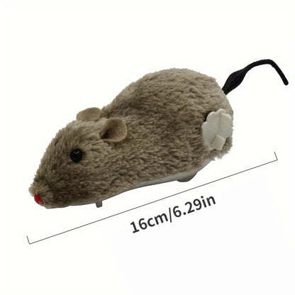 Interactive Wind-Up Plush Mouse Toy