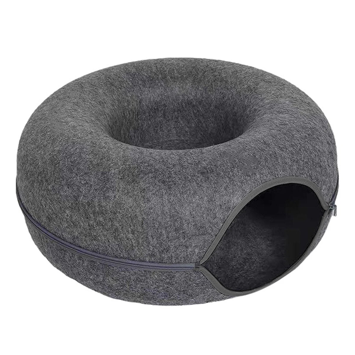 2-in-1 Felt Cat Tunnel Donut Bed