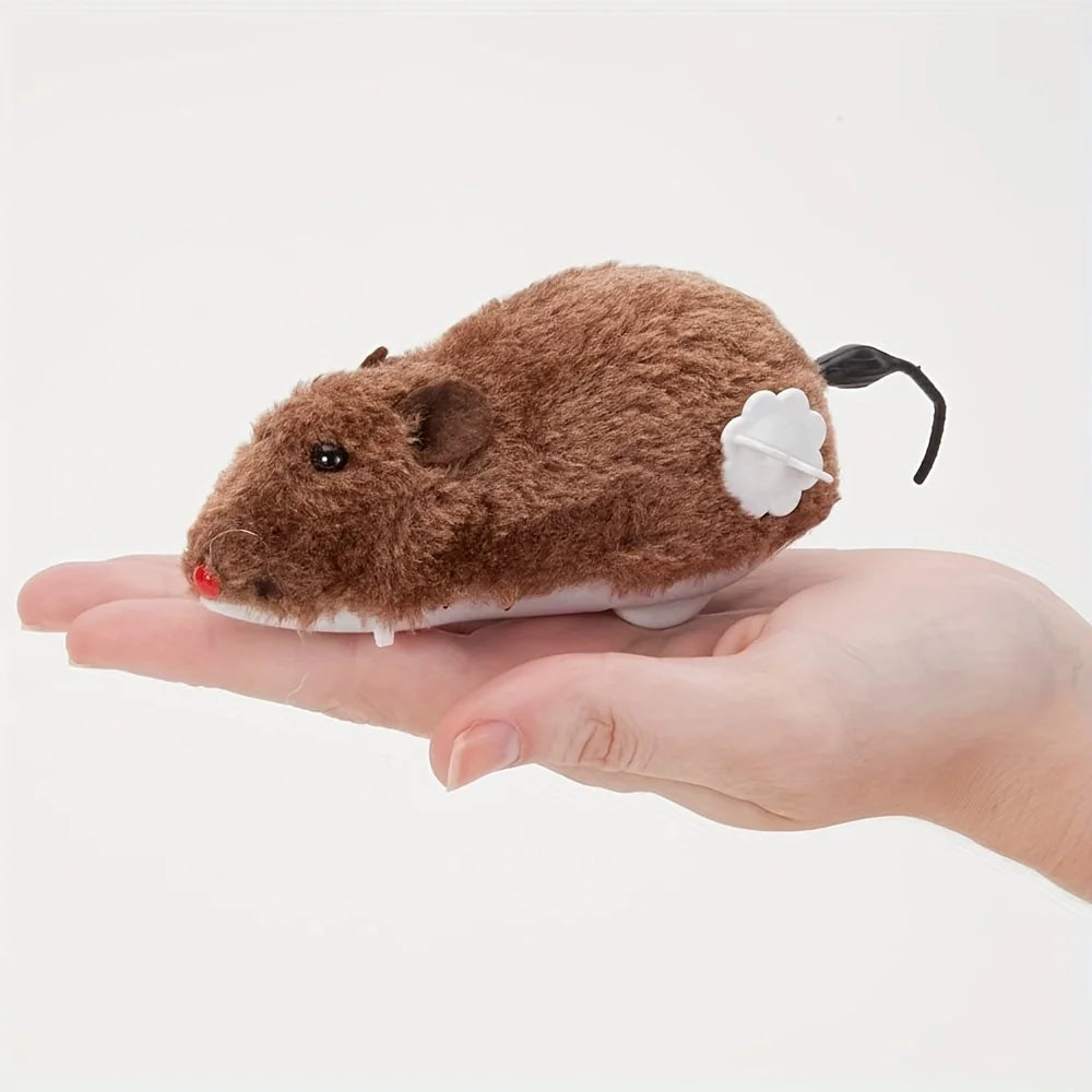 Interactive Wind-Up Plush Mouse Toy