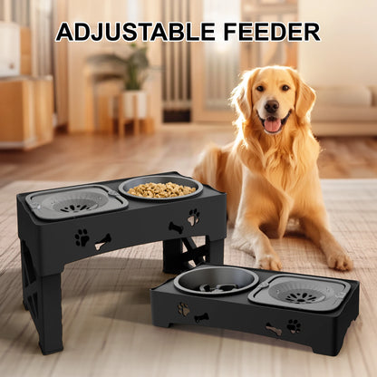 3-in-1 Adjustable Pet Feeder Double Bowls